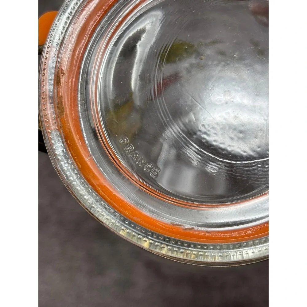 Vtg Made in France Glass Canister Vegetable Mushroom Lid Storage Jar